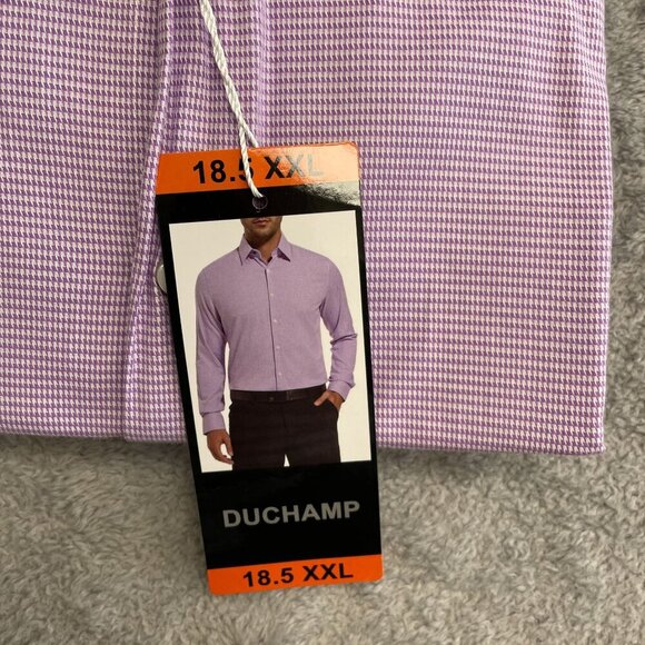 NEW Duchamp Men's 18.5/XXL Slim Fit Purple Dress Shirt Stretch Cotton - Picture 5 of 6